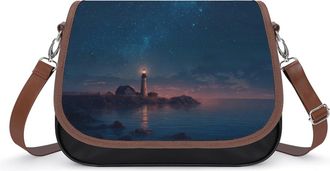 Generic Lighthouse Night Starry Sky Crossbody Bags for Women Shoulder Messenger Bag Purse Handbags