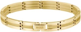BOSS Gold-effect striped cuff with logo clasp