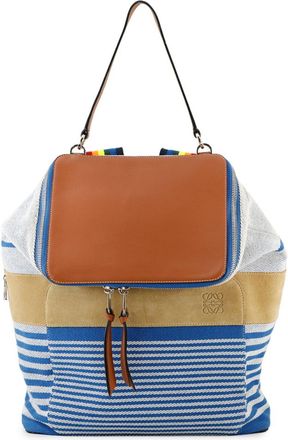 Loewe Blue Brown White Canvas Leather Backpack (Pre-Owned)