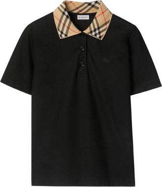Burberry Check Collar Cotton Polo Shirt