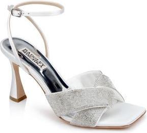 Badgley Mischka Brinlee Ankle Strap Sandal in White Satin at Nordstrom Rack, Size 9.5