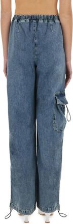 Moschino Wide Broek - Dames - Wijde Broeken - Blauw - L - Katoen - Broeken