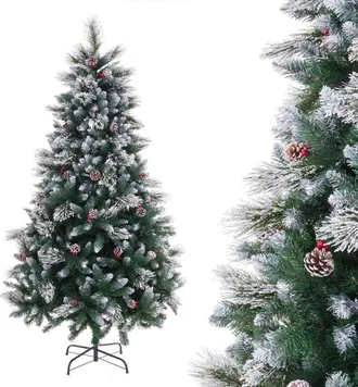 LOLAhome &Aacute;rbol de navidad nevado verde y blanco de 210 cm