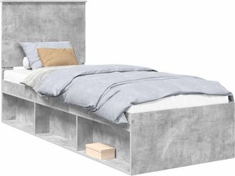 vidaXL Estructura De Cama Con Cabecera Gris Concreto 75 X 190 Cm Vidaxl