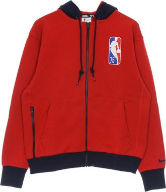 Nike Fleece Zip Hoodie Brooklyn Nets - Heren - Sportshirts - Rood - L - Katoen - Fitness