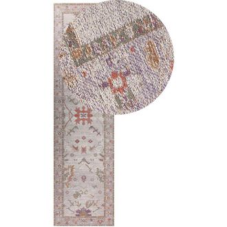 Beliani Beliani - Alfombra De Algod&oacute;n Beige Claro Rojo Claro Verde Claro 80 X 300 Cm Oriental Yanoba