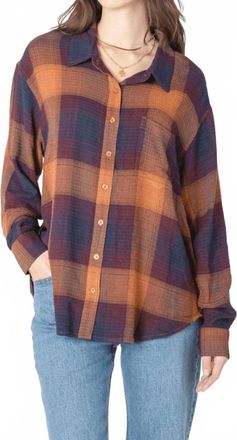 Dex Clothing Aria Plaid Button Down In Blue And Orange