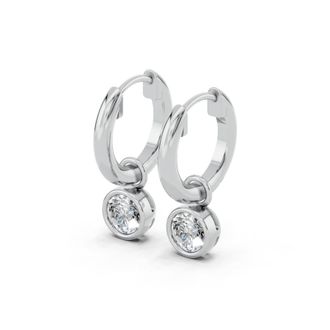 Diamond2Deal 14k White Gold 0.75 Ct Round Lab Grown Diamond Hoop Earrings