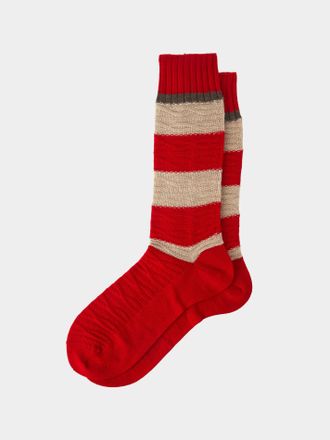 Maria La Rosa Womens Ribbed Cashmere and Silk Striped Socks One Size