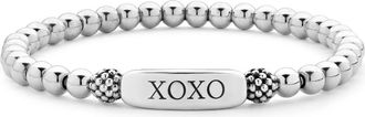 Lagos Signature Caviar Stretch Bracelet in Silver at Nordstrom, Size 7