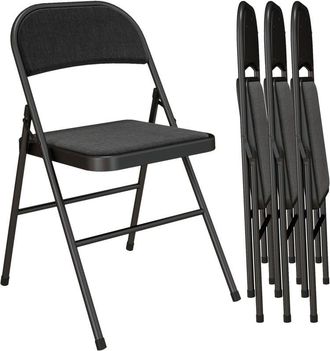 HOMCOM Homcom - 4 Pack Linen-Look Padded Folding Chairs with Cushioned Seat Black