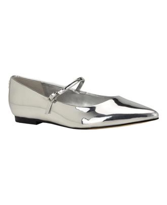 Calvin Klein Kamryn Flat Womens Silver Patent Leather Pointed Toe HTAT916