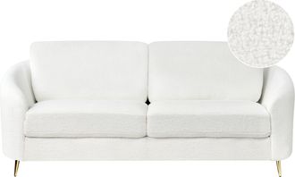 Beliani Beliani - Sof&aacute; 3 Plazas Patas Metal Retro Tapizado De Boucl&eacute; Blanco Trosa