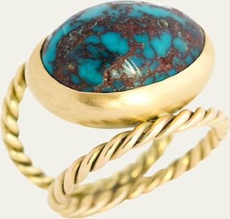 Haute Victoire One Of A Kind Hand Twisted Turquoise Ring, Size 6.5