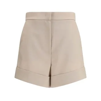Max Mara Fleece Wol Mini Shorts - Dames - Korte broeken - Beige - Maat: XS Wol
