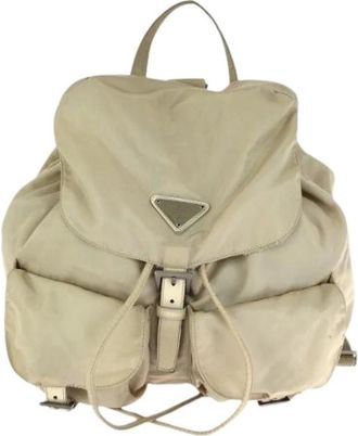Prada Pre-owned Tessuto Nylon Rugzak - Dames - Vintage Rugzakken - Beige - ONE Size - Nylon - Vintage