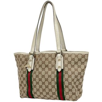 Gucci Beige White Gg Canvas Shoulder Bag Tote Bag (Pre-Owned)