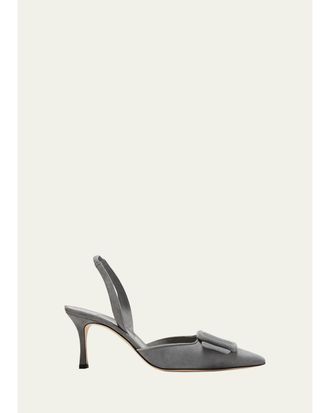 Manolo Blahnik Maysli Suede Buckle Halter Pumps