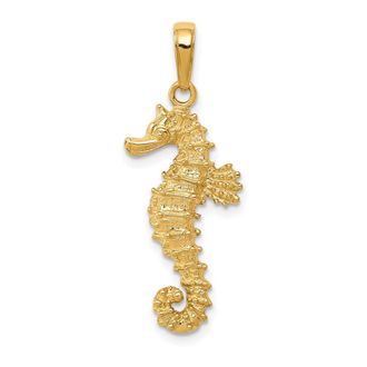 Diamond2Deal 14k Yellow Gold Polished Open-Backed Seahorse Pendant