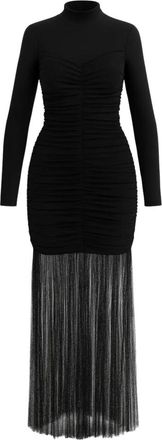 Twinset Zwarte Lange Jurk Chic Elegant - Dames - Maxi kleedjes - Zwart - XS - Polyester - Kleedjes