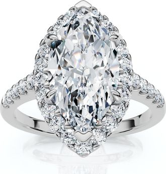 Pompeii3 Certified 2.40Ct Marquise Halo Diamond Engagement Ring 14k Gold or Pt Lab Grown