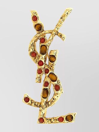 Saint Laurent gemstone brooches textured finish