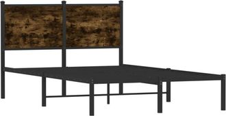vidaXL Metal Bed Frame without Mattress Smoked Oak 120x190 cm Small Double Vidaxl