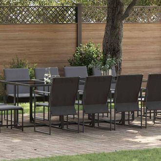 vidaXL Conjunto De Comedor De Jard&iacute;n 13 Pcs Negro Acero Vidaxl
