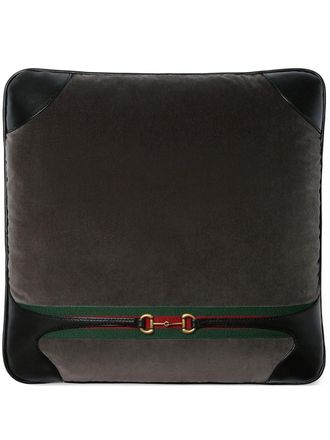 Gucci Horsebit velvet cushion (42cm x 42cm) - unisex - Leather/Velvet - One Size - Grey