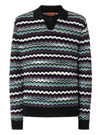Missoni chevron-pattern polo shirt - Blue