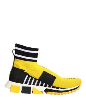 Dolce & Gabbana Yellow Black Sorrento Socks Sneakers Womens Shoes