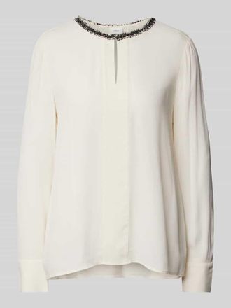 s.Oliver Black Label Regular Fit Blusenshirt aus Viskose mit Bouclé-Detail in Weiss, Größe 42