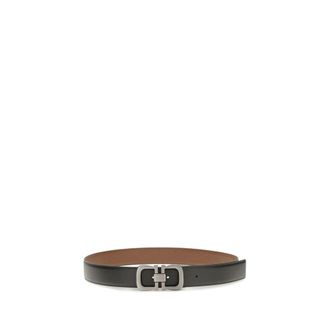 Ferragamo Reversible Calf Leather with Gancini Buckle Belt - Black