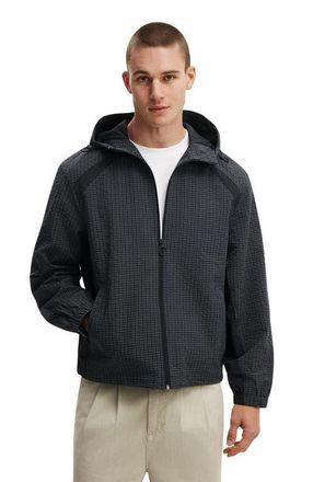 Cotton On Mens Hooded Spray Jacket in Slate Check at Nordstrom, Size X-Large