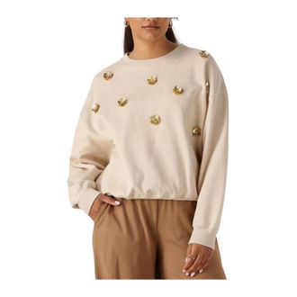 Nukus Nukus, Dames, Sweatshirts & Hoodies, Beige, Maat: M Katoen