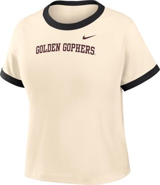 Nike Womens College (Minnesota Ringer T-Shirt in Brown | IV9352-120