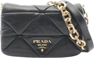 Prada Pre-owned Padded Leather 2way Shoulder Bag - Dames - Vintage Schoudertas - Zwart - ONE Size - Leer - Vintage