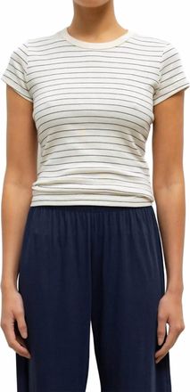 Leset Nando Slim Fit Tee In Natural Midnight Stripe