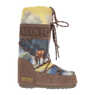Moon Boot Schoenen, Dames, Veelkleurig, 39 EU, Leer, Icon High Postcard Boots