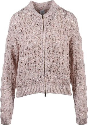 Eleventy Pink Cotton Polyamide Polyester Zip Cardigan