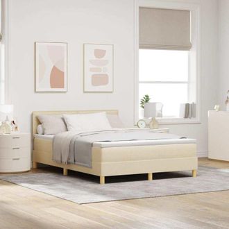 vidaXL Vidaxl Cama Con Box Spring Y Colch&oacute;n Crema 140x190 Cm Tela