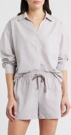 Bernardo Stripe Button-Up Shirt in Taupe/Ivory at Nordstrom, Size X-Small