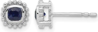Diamond2Deal 14k White Gold Cushion Sapphire Stud Earrings