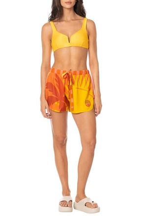 Maaji Instintc Print Ryto Cover-Up Shorts in Open Orange at Nordstrom, Size Medium