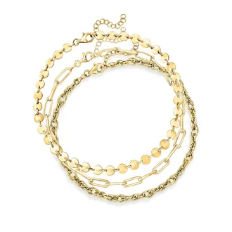 Ross-Simons 18kt Gold Over Sterling Jewelry Set: 3 Anklets