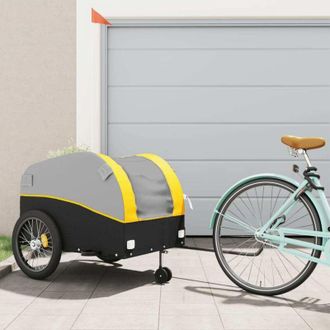 vidaXL Vidaxl - Remolque Para Bicicleta Hierro Negro Y Amarillo 45 Kg