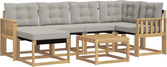 vidaXL Conjunto De Sof&aacute;s De Exterior 7 Uds. Blanco Y Gris Claro Vidaxl