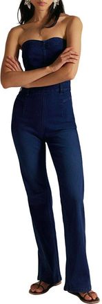 Free People Beckett Strapless Denim Jumpsuit in Midnight Mantra at Nordstrom, Size 26