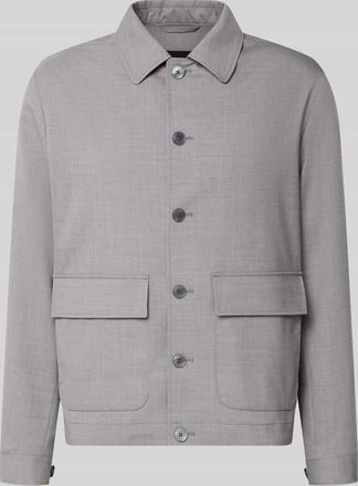 Bugatti Regular Fit Hemdjacke aus Woll-Mix mit Kentkragen in Mittelgrau, Gr&ouml;&szlig;e 50