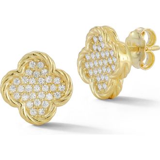 Glaze Jewelry Crystal Pav&eacute; Clover Stud Earrings in Gold at Nordstrom Rack